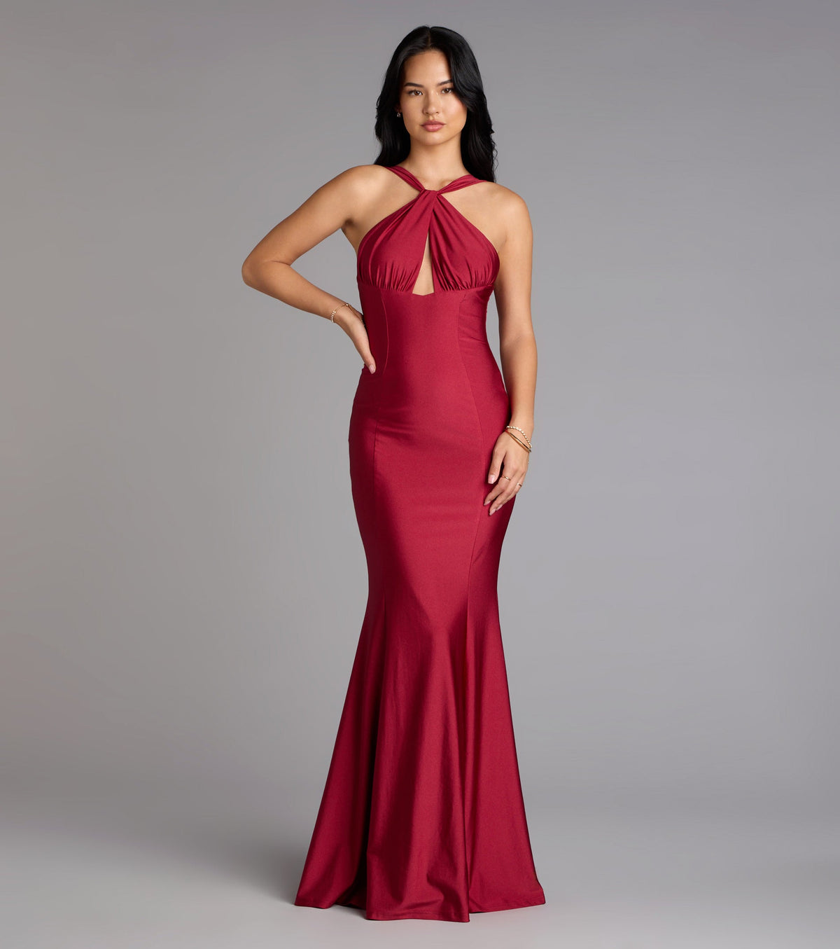 Anne Halter Cutout Mermaid Formal Dress
