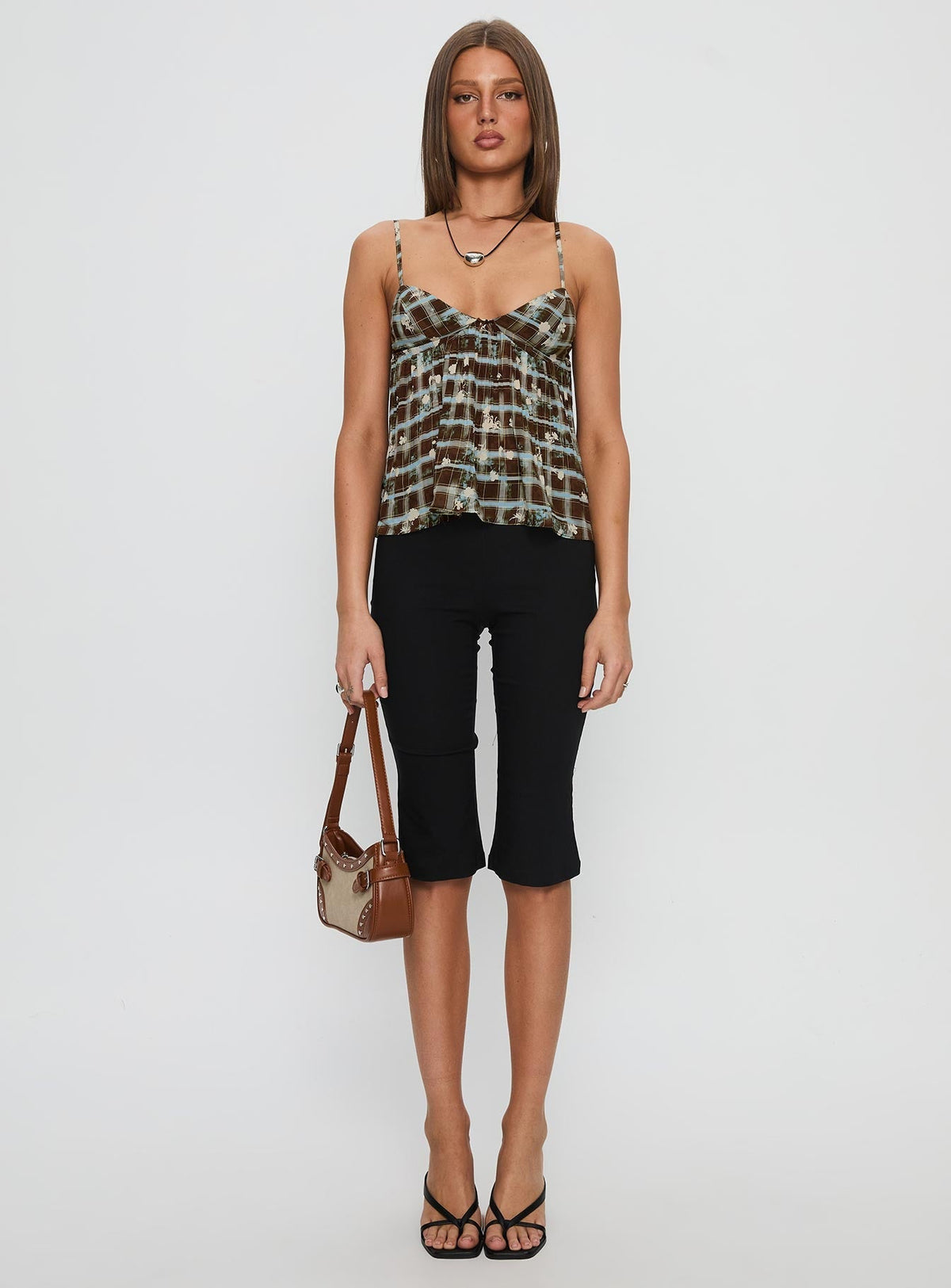 Zami Pleat Top Blue / Brown