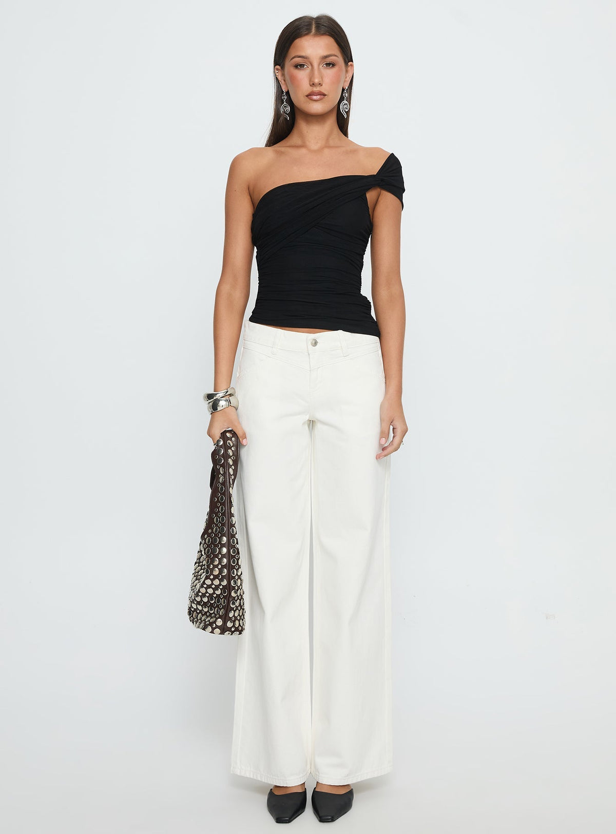 Catiana Low Rise Wide Leg Jeans White