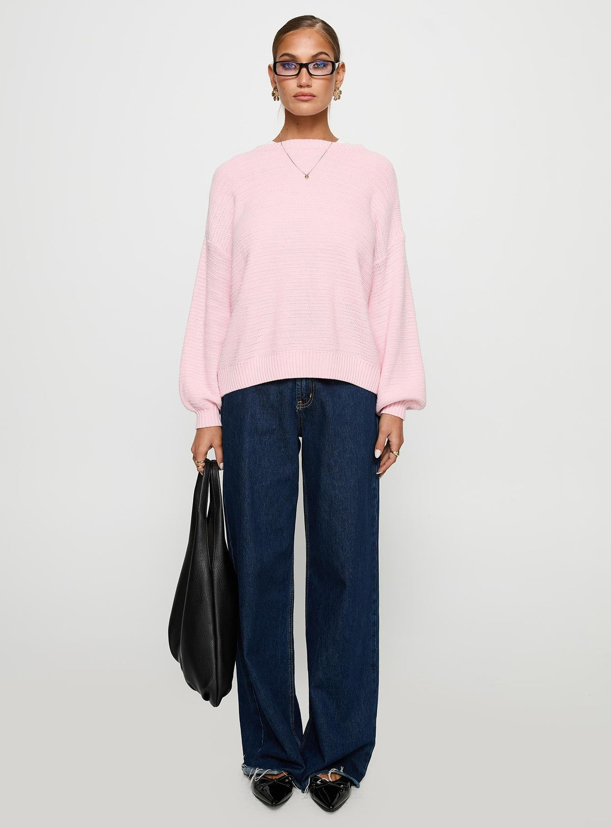 Melzo Crew Neck Knit Sweater Pink