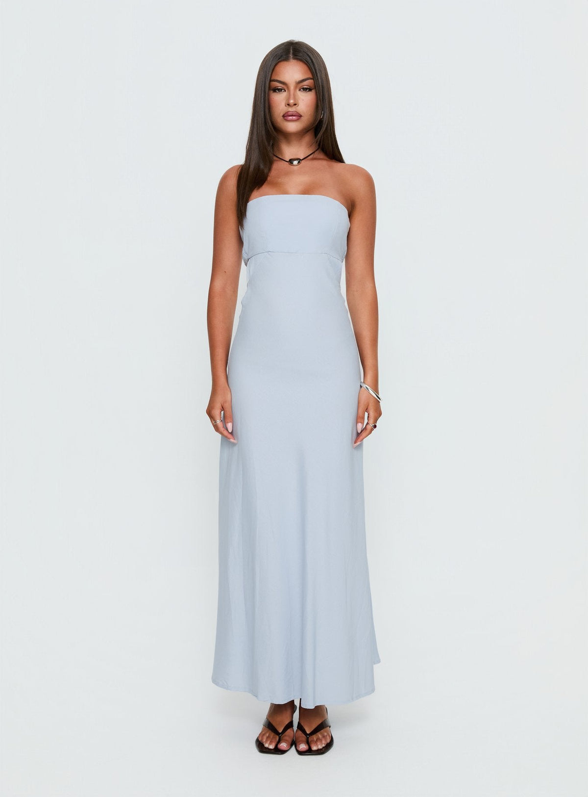 Yahir Strapless Maxi Dress Baby Blue