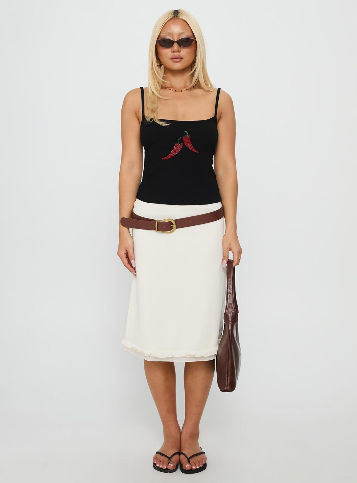 Sweetscape Bead Detail Cami Top Chilli / Black
