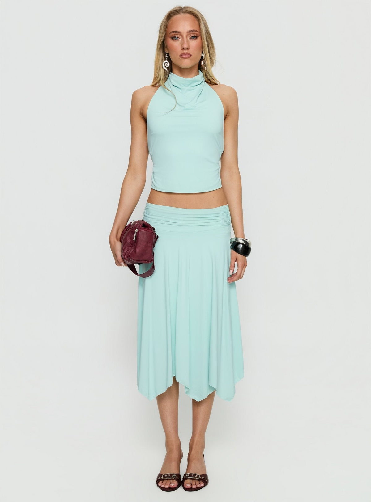 Scenic Route Asymmetrical Midi Skirt Blue