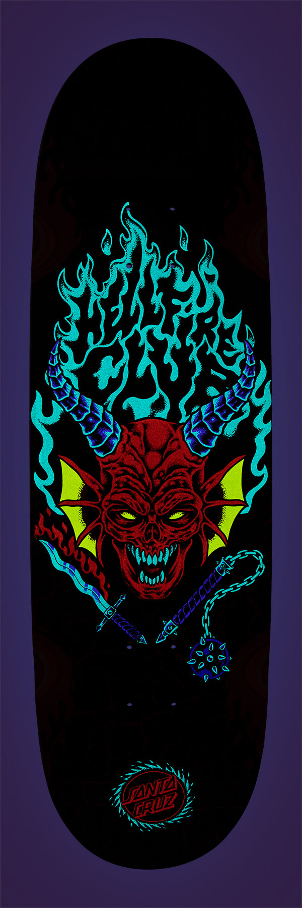 9in Stranger Things Hellfire Club Flames Santa Cruz Skateboard Deck