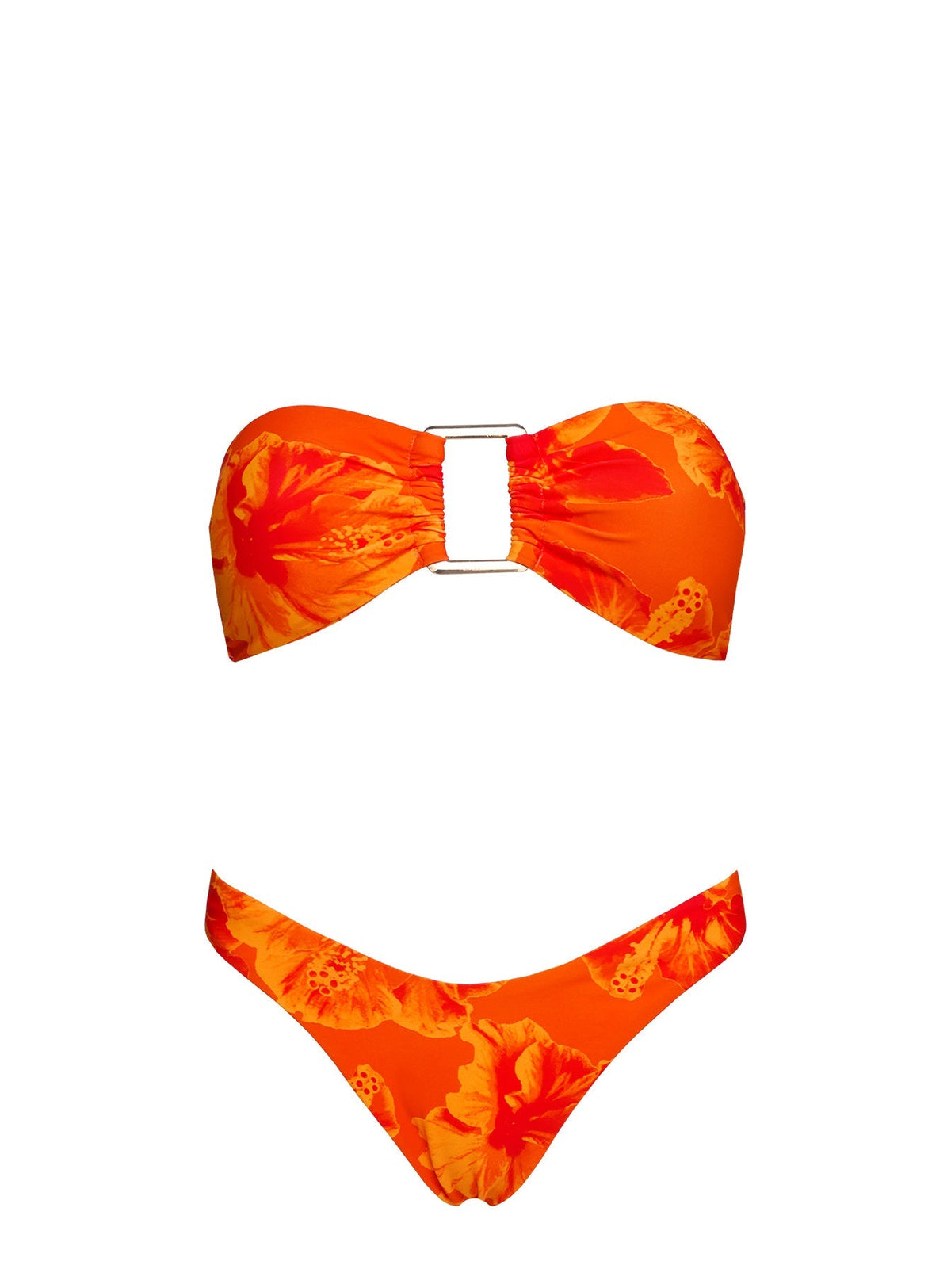 Calbira Bandeau Bikini Top Orange Hibiscus