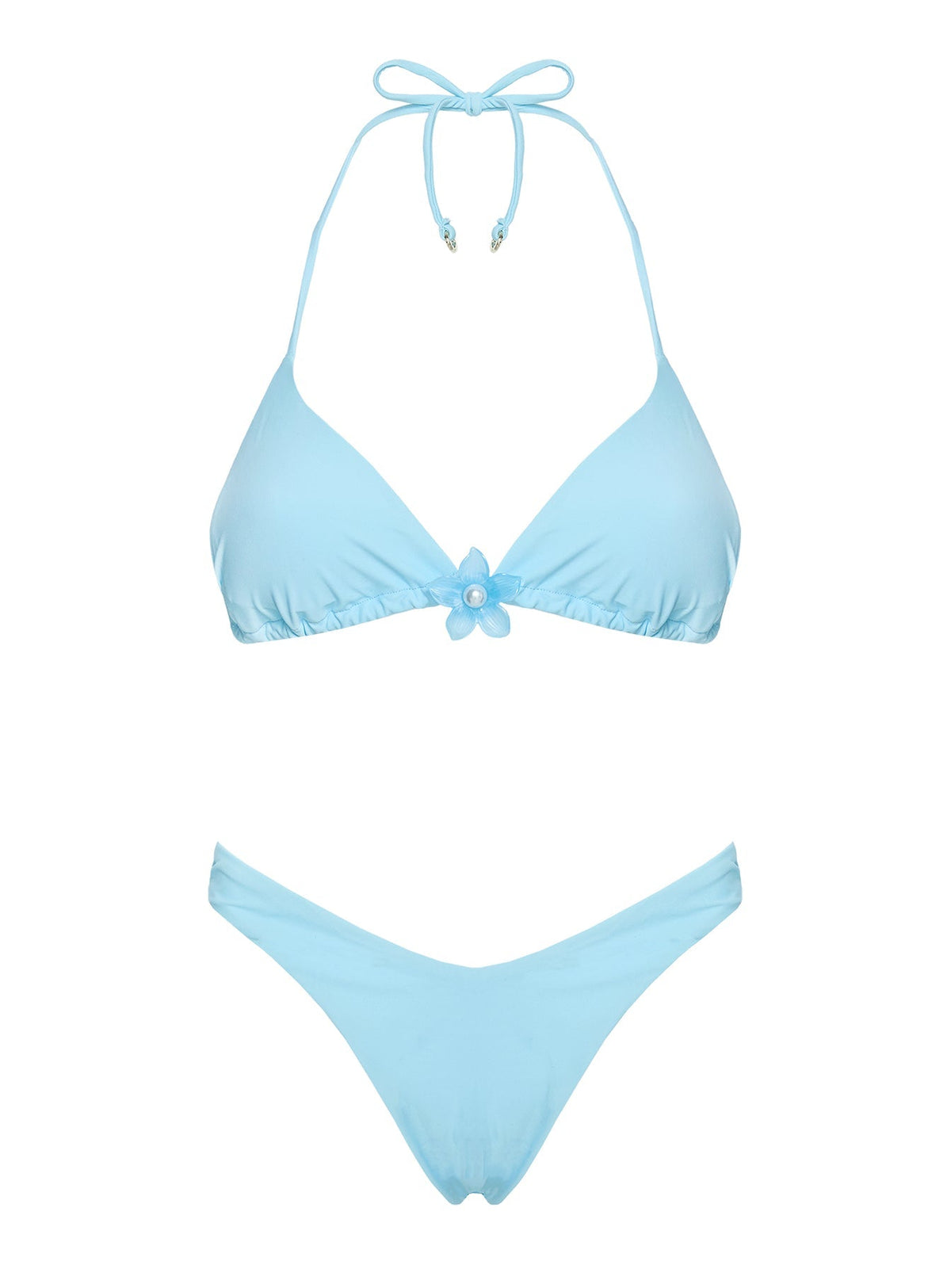 Jenner Triangle Hardware Bikini Top Blue
