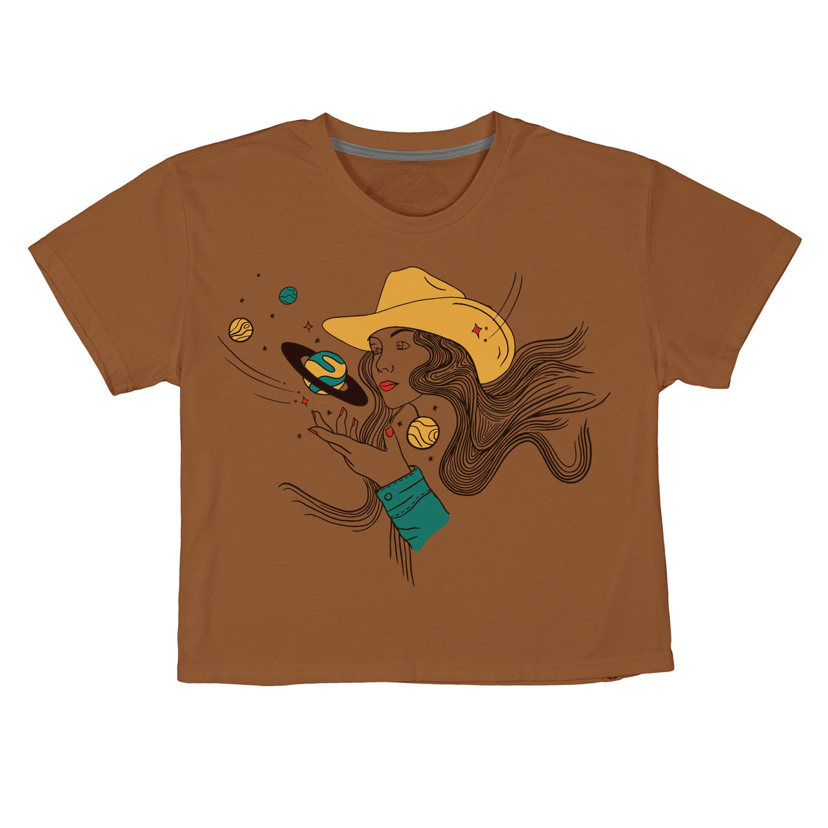 Cosmic Cowgirl Boxy Tee - Meerkat