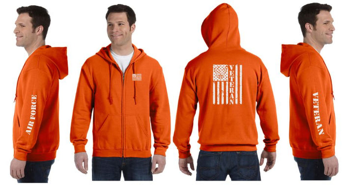 Air Force Veteran Flag Reflective Hoodie - Zippered