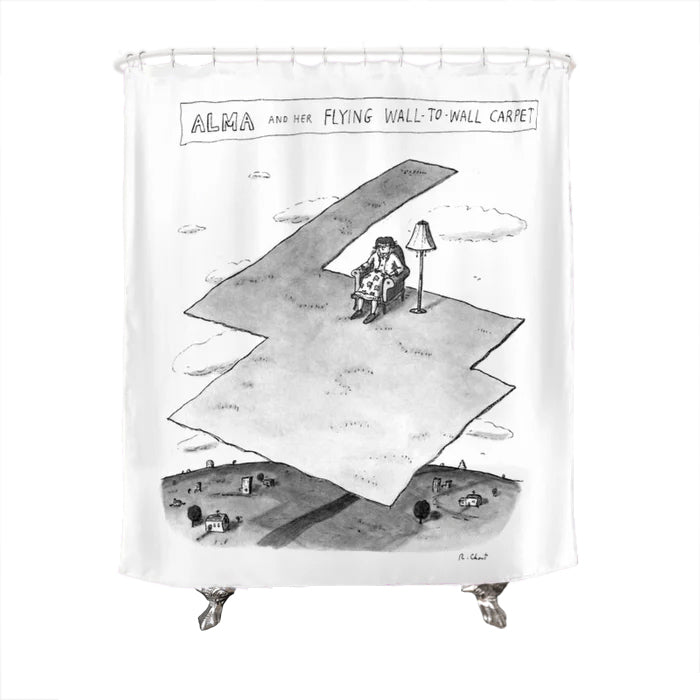 Alma and Her Flying Wall to Wall Carpet Shower Curtain