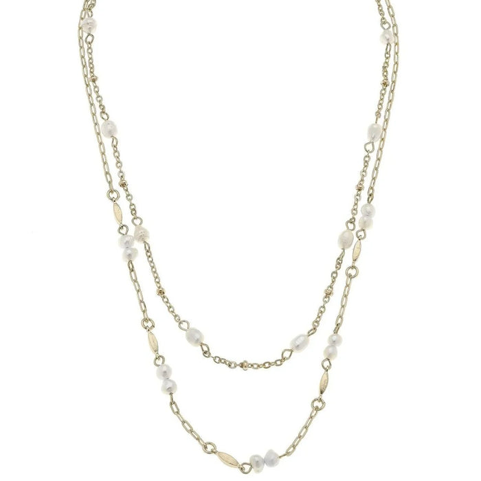 Ashton Freshwater Pearl Layered Necklace in Ivory