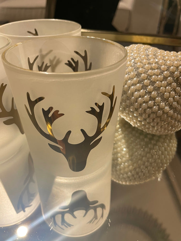 Christmas seasonal voitive with Stag logo 8 cm REDUCED-Renaissance Design Studio
