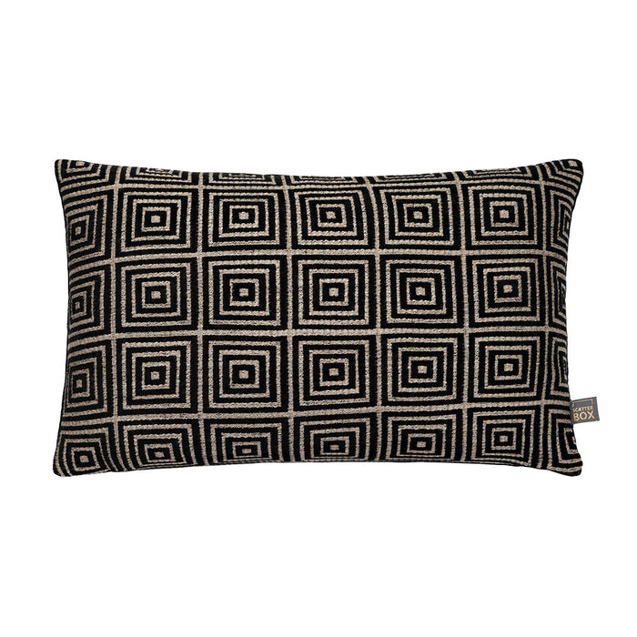 Geo Mosaic Cushion feather filled in Black and gold-Renaissance Design Studio