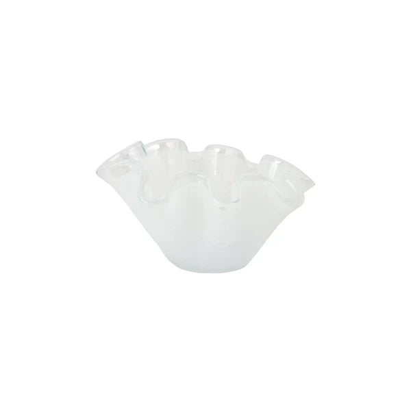 Glass White Petite Ruffle Bowl