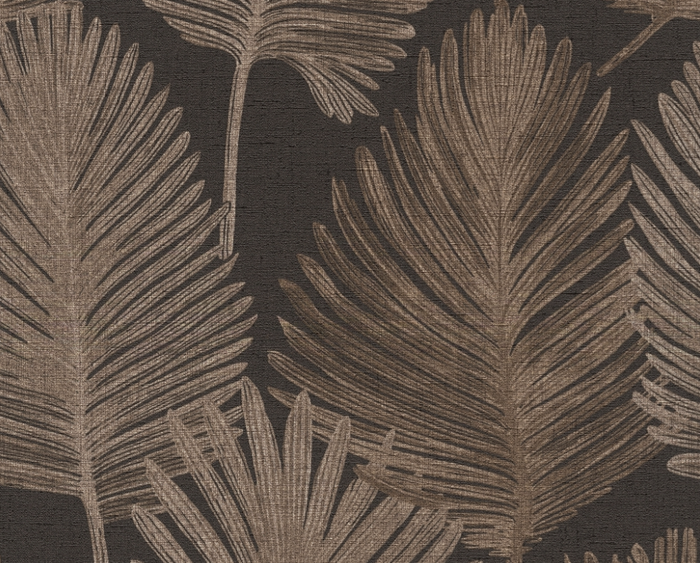 Gold & Black Leaf Wallpaper By Ryan-Renaissance Design Studio