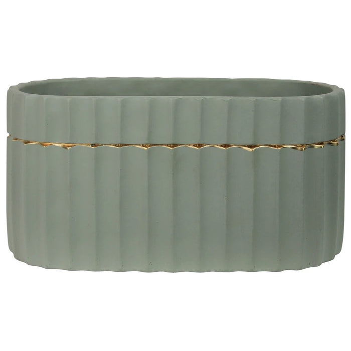 Green Cement Flower Pot