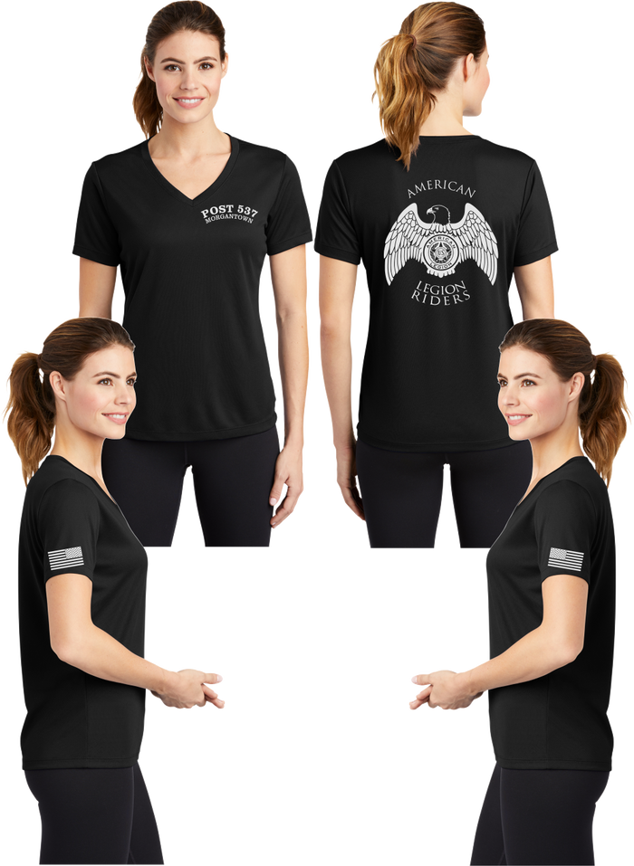 LR - 537 Women's Reflective V-Neck Tee - 100% Polyester
