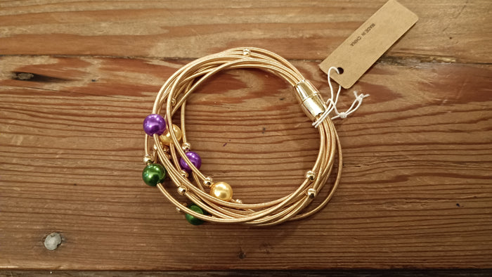 Mardi Gras Pearl Guitar String Bracelet