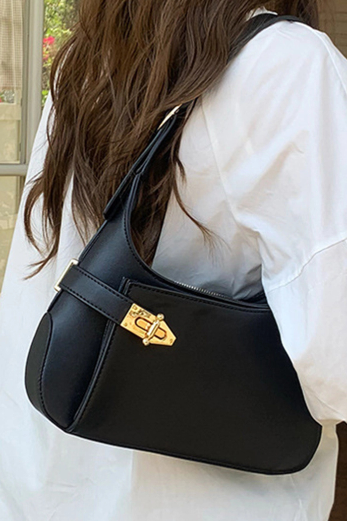 Shoulder Bag w/ Gold Detail Black