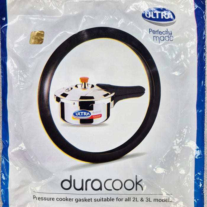 Package of Ultra duracook pressure cooker gasket on a gray surface