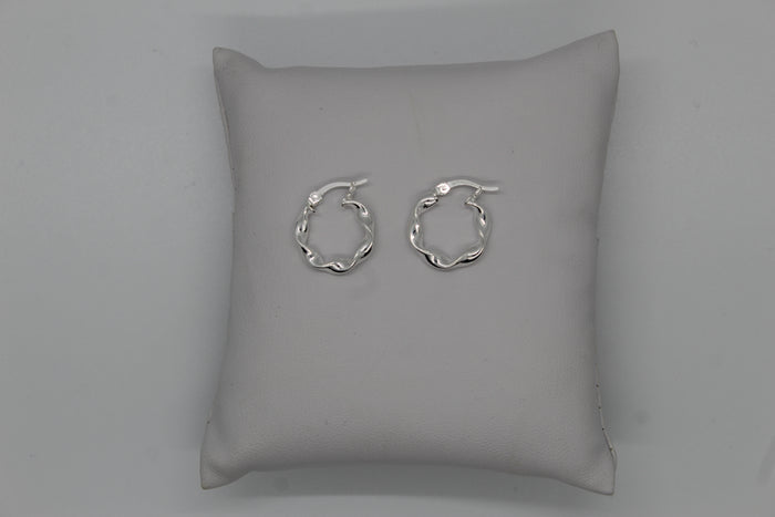 Wavy Sterling Silver Hoop Earrings