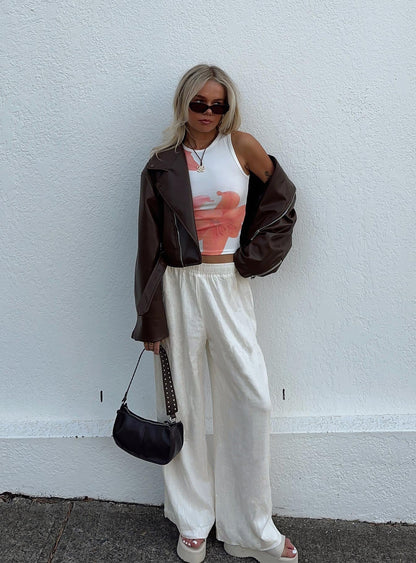 Louis Linen Blend Pants White Petite