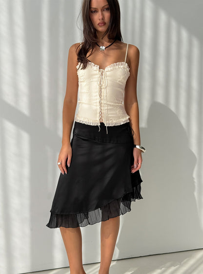 Rosemead Satin Midi Skirt Black