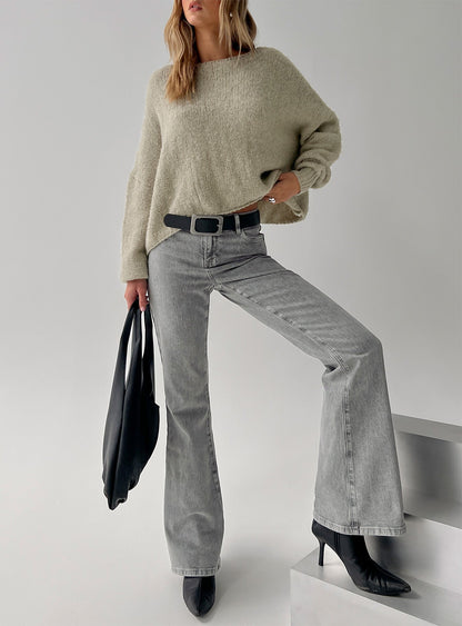 Magic Mirror Mid Rise Bootleg Jeans Washed Grey