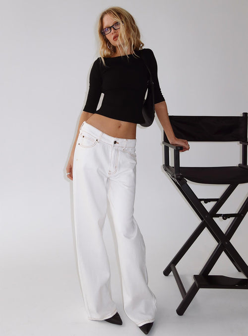 Top Model Low Rise Straight Leg Jeans Porcelain