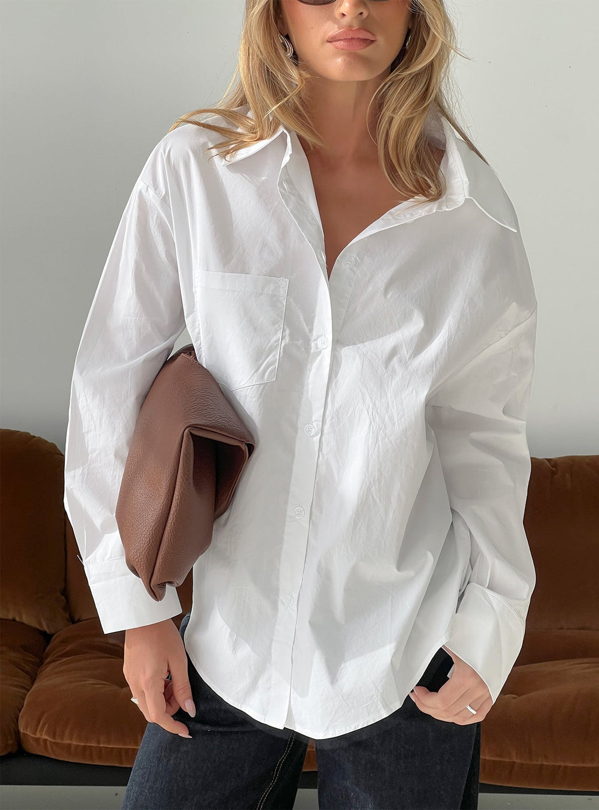 Kodhi Oversized Long Sleeve Top White