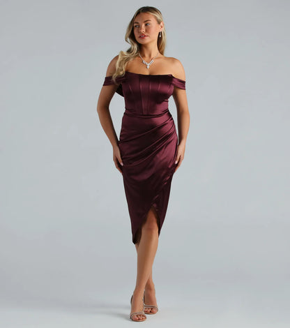 Coraline Satin Corset Wrap Formal Dress
