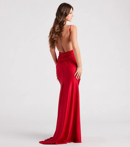 Reagan Formal Satin Low Back Mermaid Dress