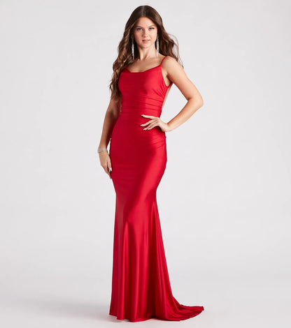 Reagan Formal Satin Low Back Mermaid Dress