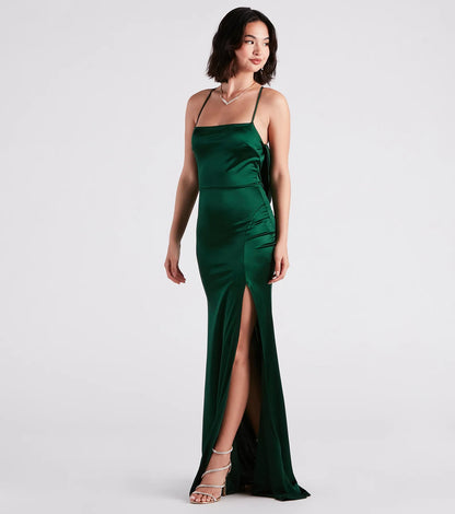 Ilya Satin Backless Mermaid Dress
