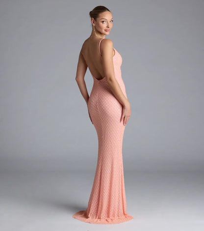 Amal Open Back Mermaid Bead Sequin Formal Dress