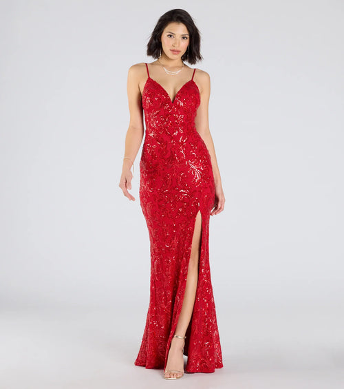 Cecelia Low Back Mermaid Sequin Formal Dress