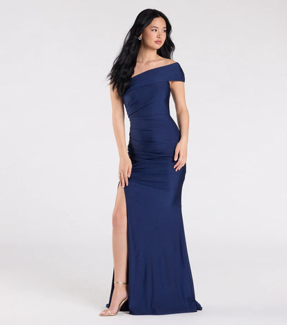 Mona Off-Shoulder Slit Mermaid Formal Dress