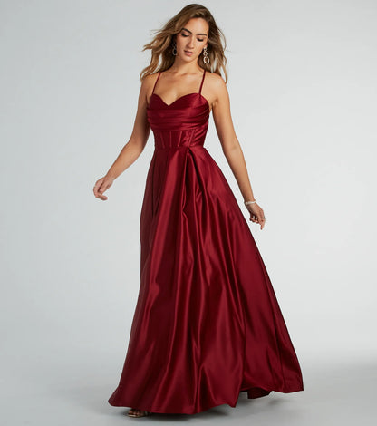 Kayla Satin Cowl A-Line Ball Gown