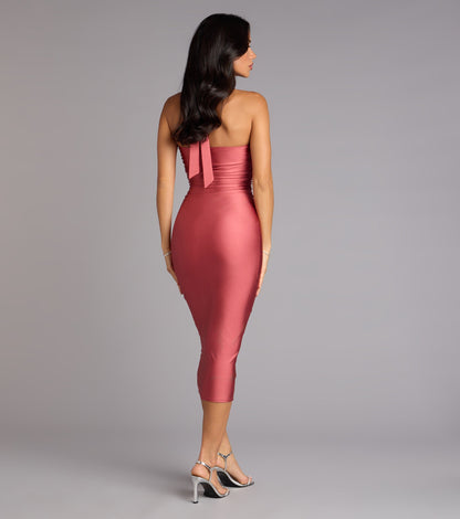 Sultry Sophistication Halter Bodycon Midi Dress