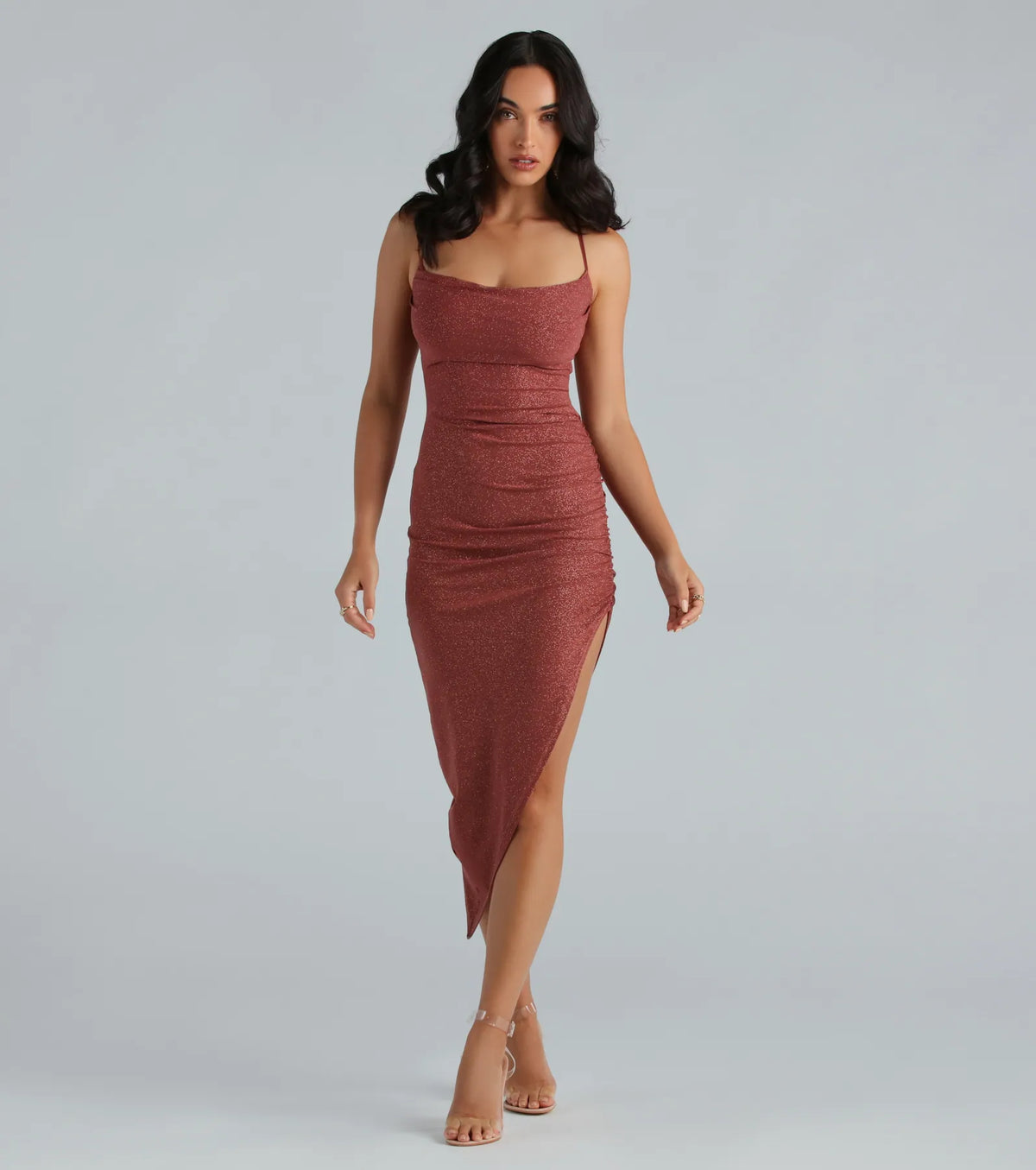 Shimmering Beauty Glitter Knit Midi Dress