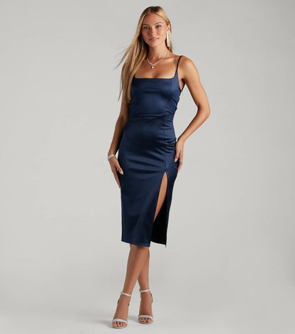 Luxurious Night Satin Midi Dress