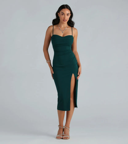 Shape Of You Crepe Cowl Midi Dress