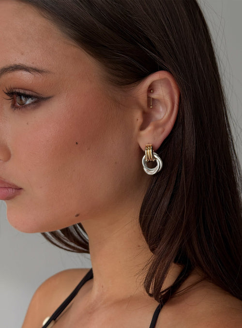 Trishy Linked Earrings Gold / Silver