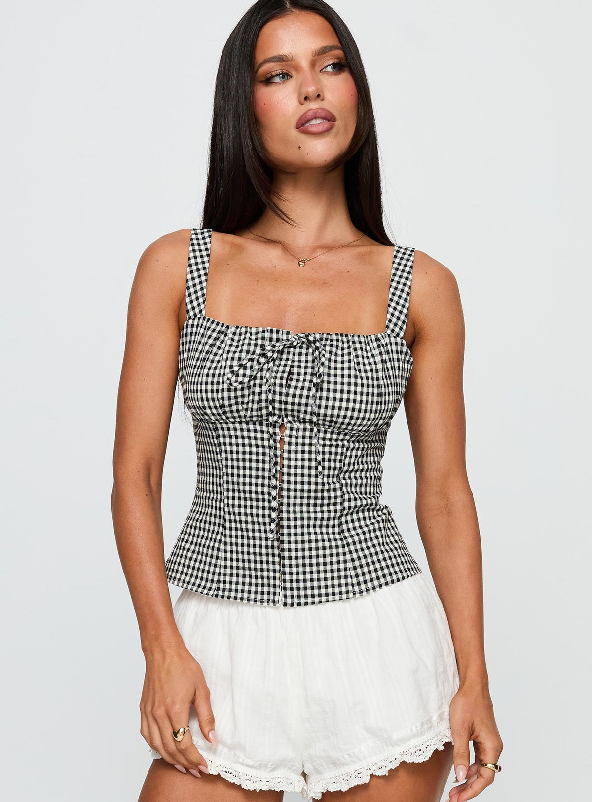 Modern Girl Top Black Gingham