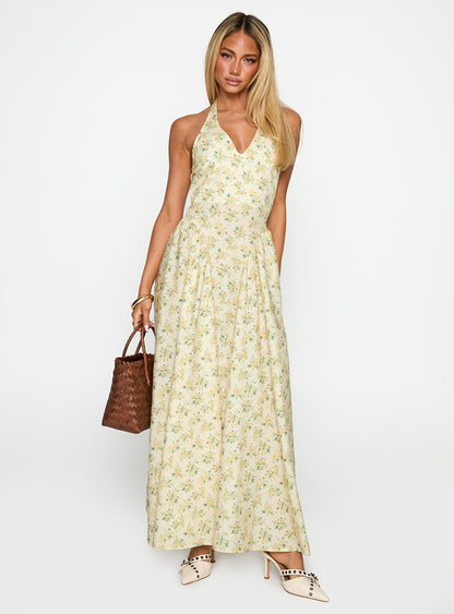 Monte Carlo Halter Maxi Dress Yellow