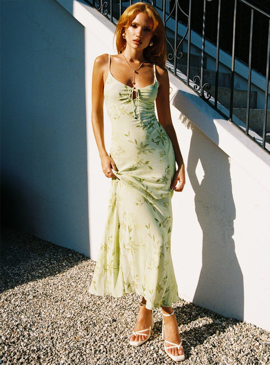 Lauraline Maxi Dress Green / Floral Petite