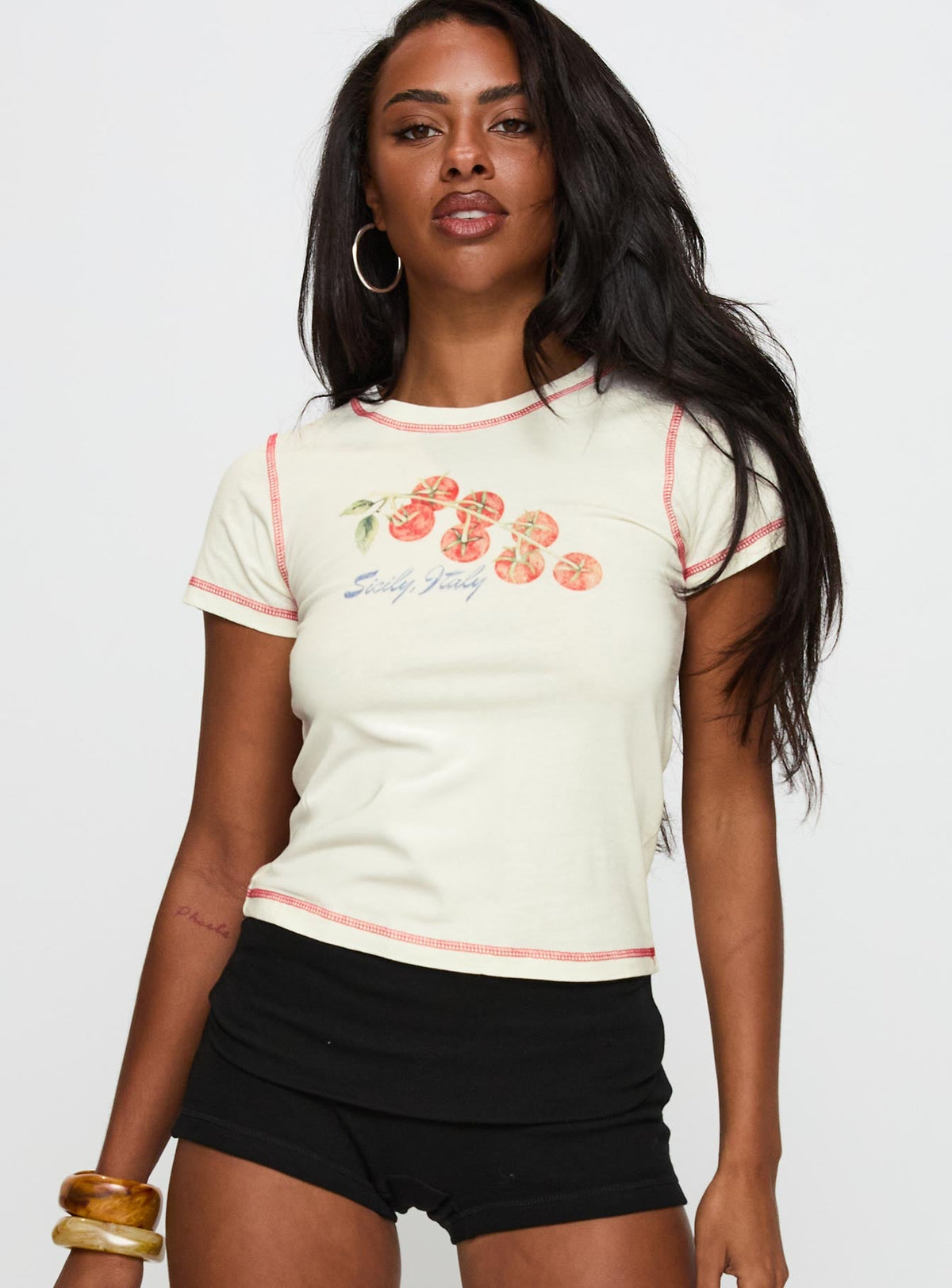 Siciliy Graphic Top Cream