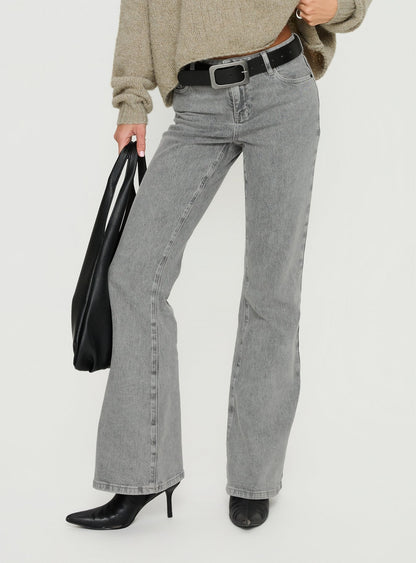 Magic Mirror Mid Rise Bootleg Jeans Washed Grey