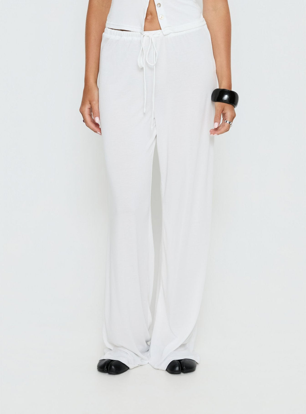 Gavrielle Jersey Wide Leg Pants White