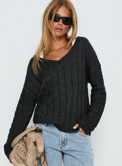 Main Thing Knit Sweater Black Marle