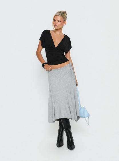 Natomi Jersey Midi Skirt Grey Marle